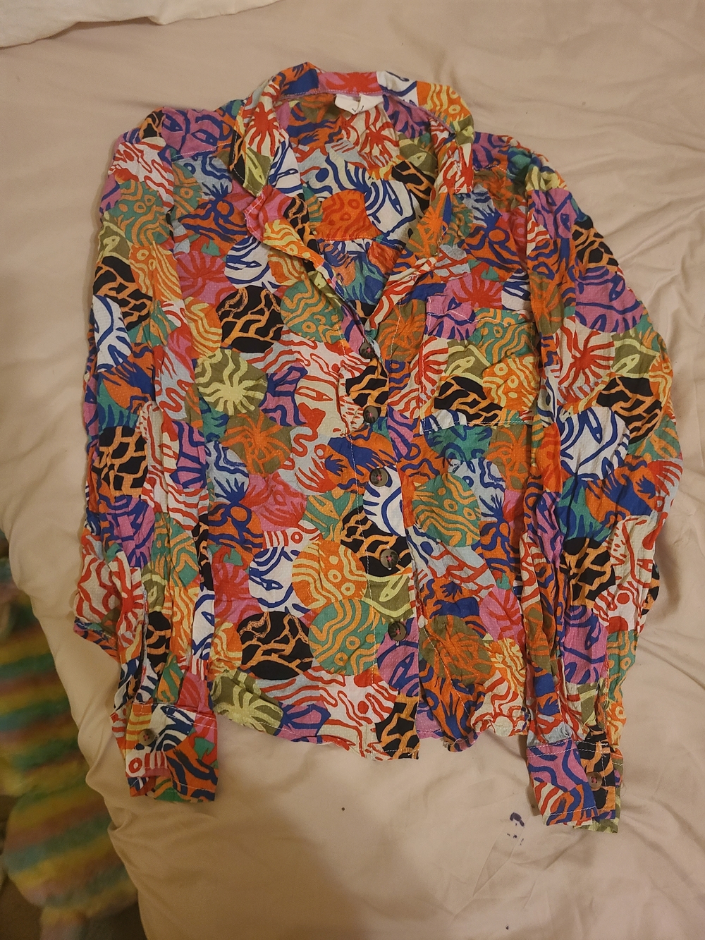 Anthropologie Multicolor Abstract Print Button-Down Shirt